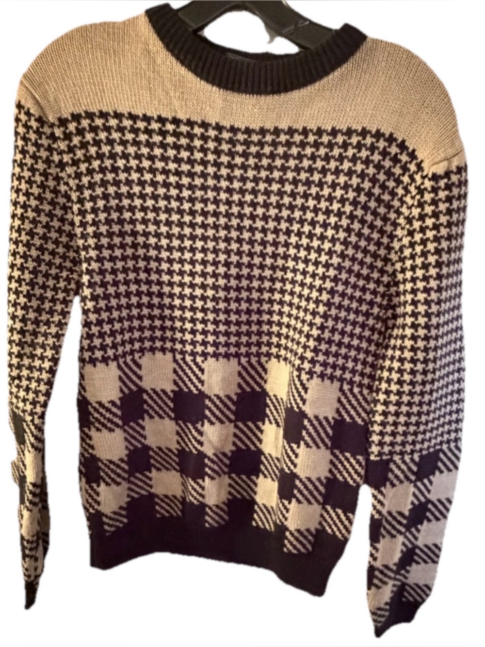 Vintage Le Tigre Sweater Size Medium Grandpa 80s Houndstooth Acrylic